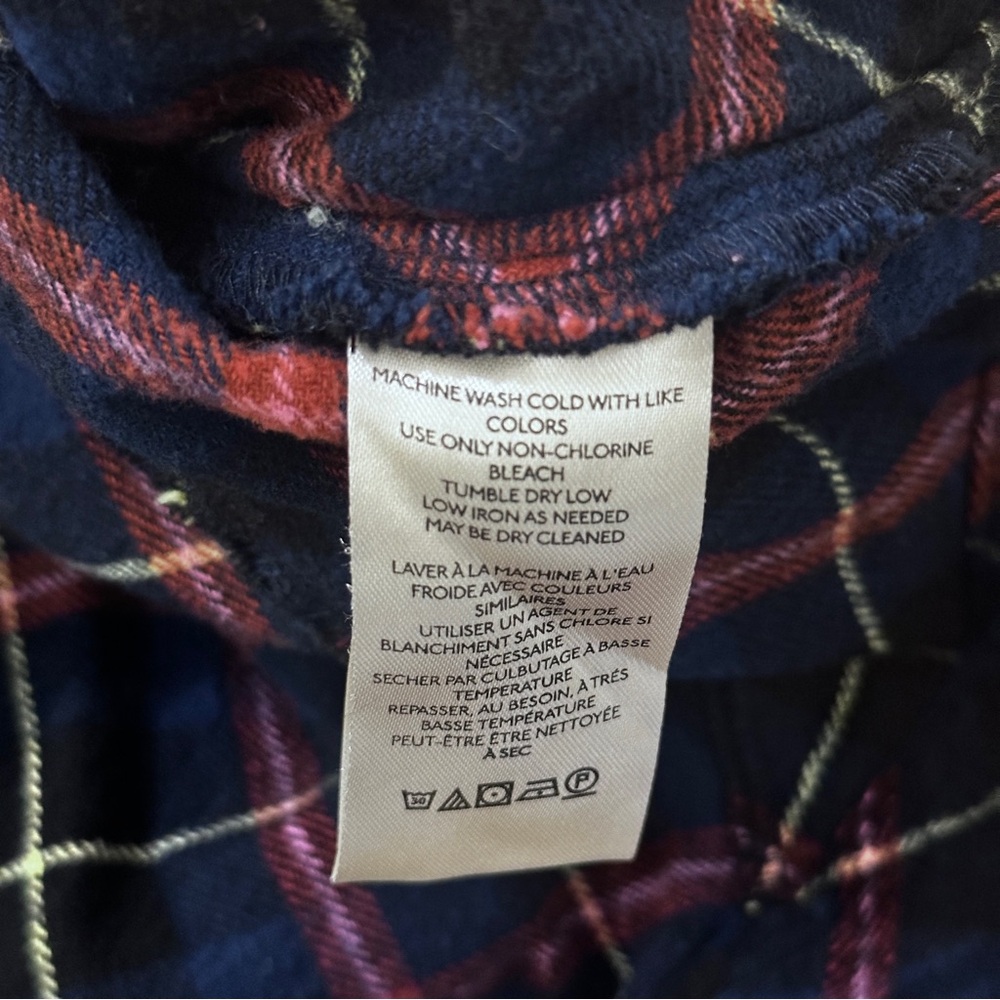 FREE PEOPLE Happy Hour Plaid Flannel Top / Navy Combo - Picture 10 of 11
